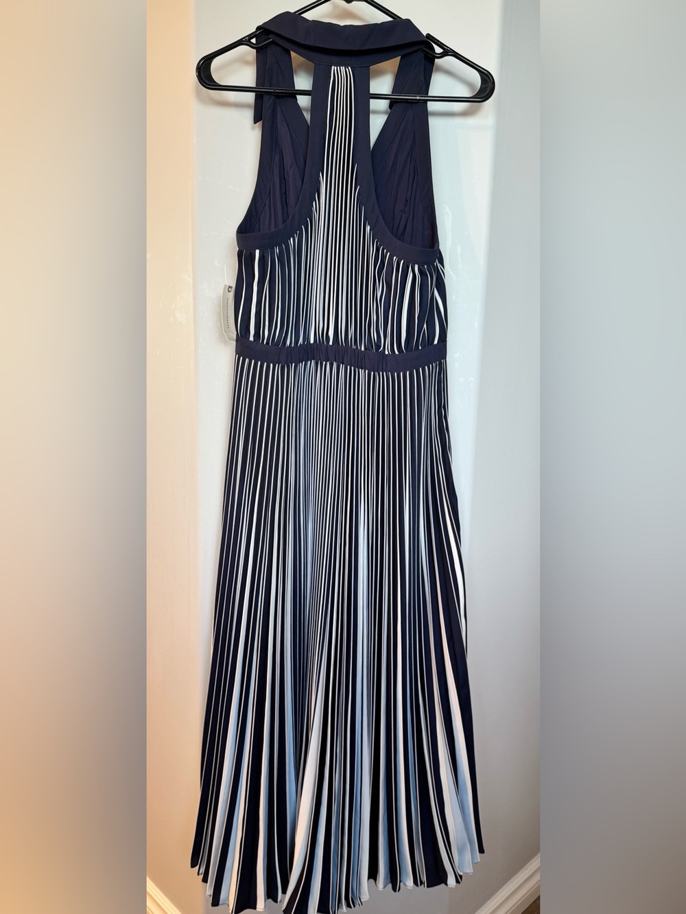 Anthropologie Navy and White Striped Halter Midi Dress - Picture 7 of 7